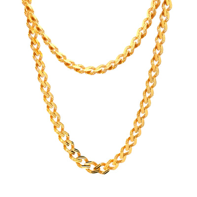 22KT Gold Cuban Link Chain (22 inch)(7mm)