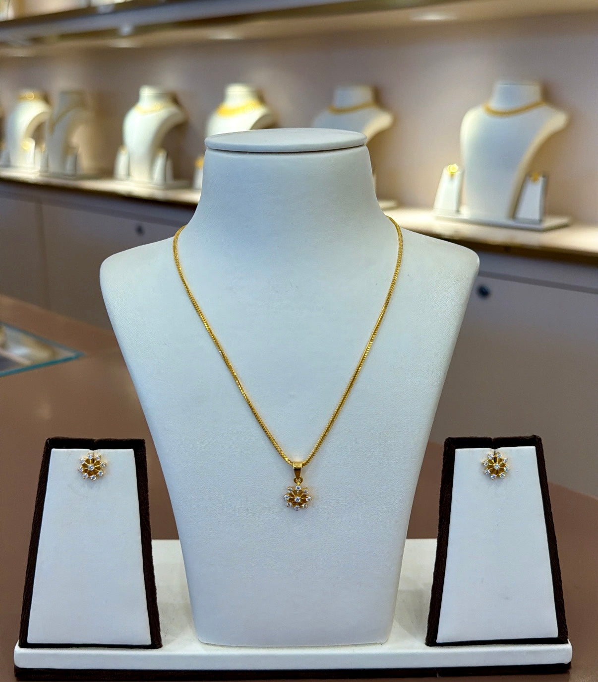 22KT Gold Pendant Set with Cubic Zirconia