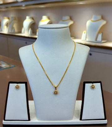 22KT Gold Pendant Set with Cubic Zirconia