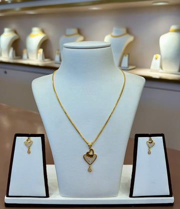 22KT Gold Pendant Set with Cubic Zirconia