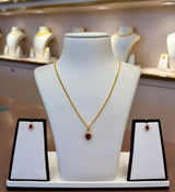 22KT Gold Pendant Set with Rubies and Cubic Zirconia