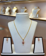 22KT Gold Pendant Set with Cubic Zirconia