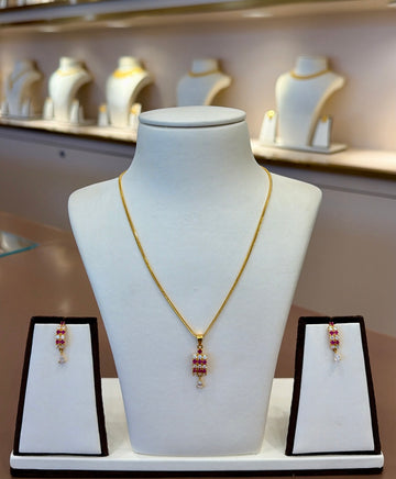 22KT Gold Pendant Set with Cubic Zirconia