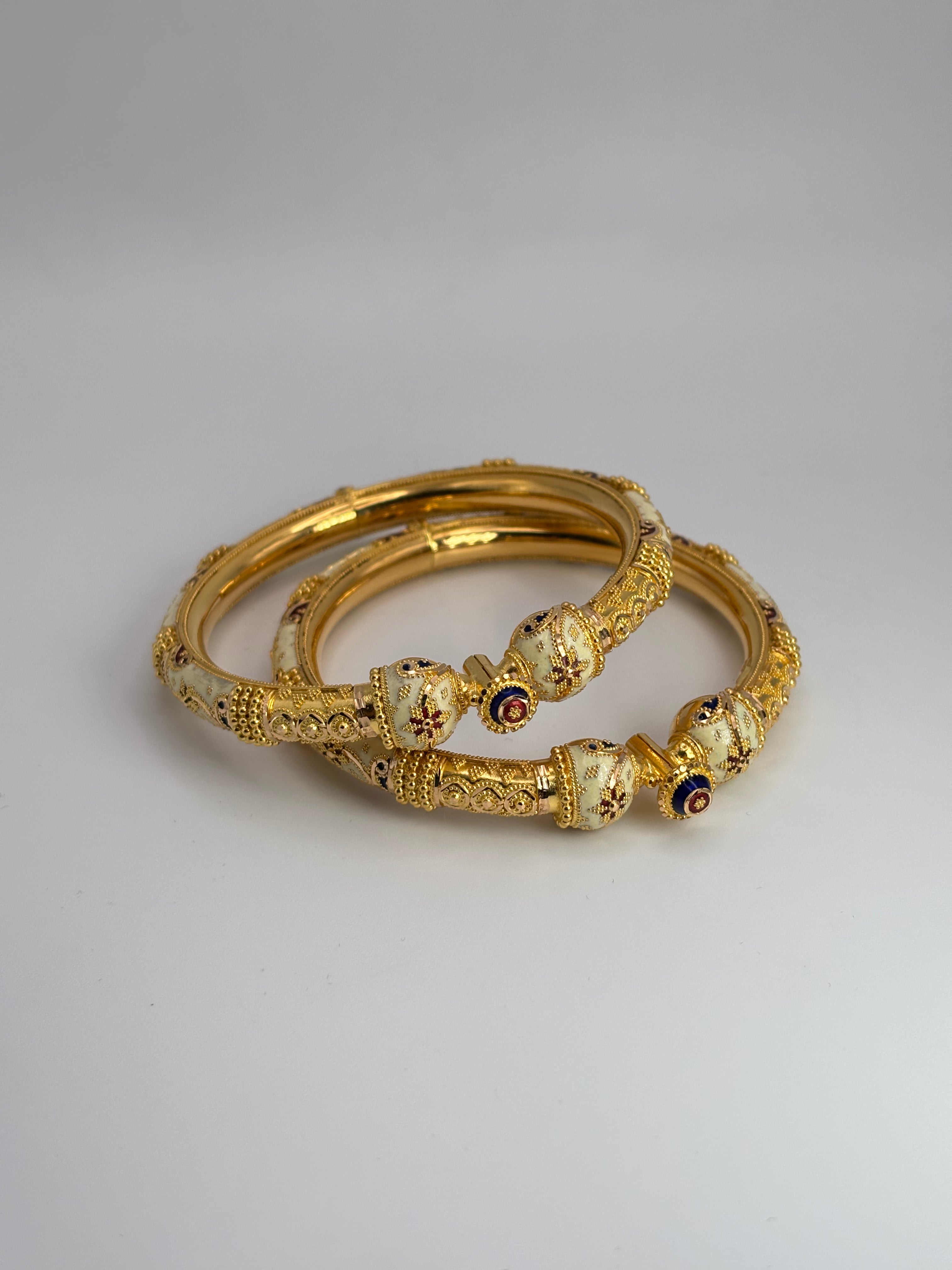 22KT Gold Meenakari Kangans (sz 2.3)