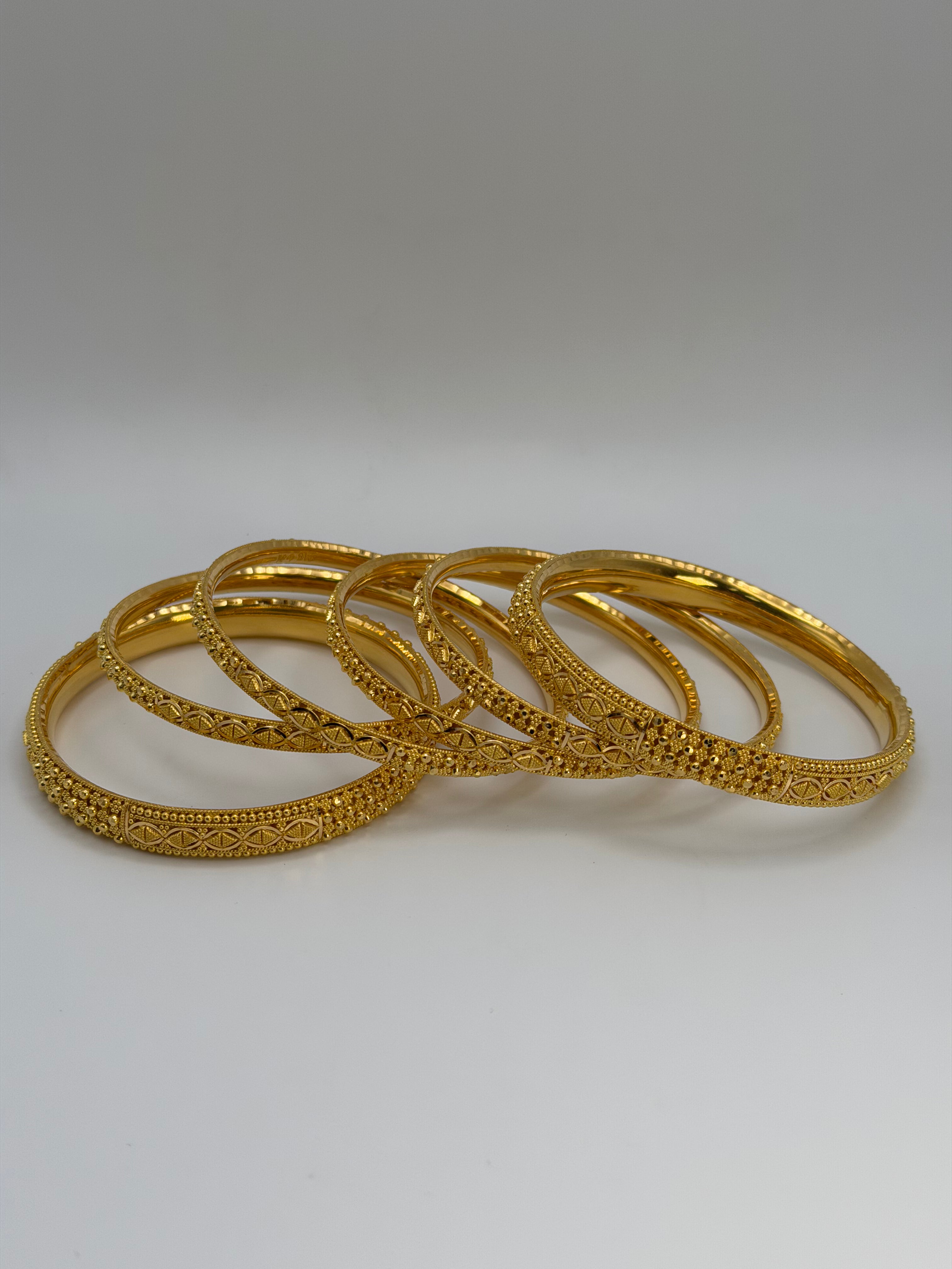 22KT Gold 6-piece Bangle Set (sz 2.4)
