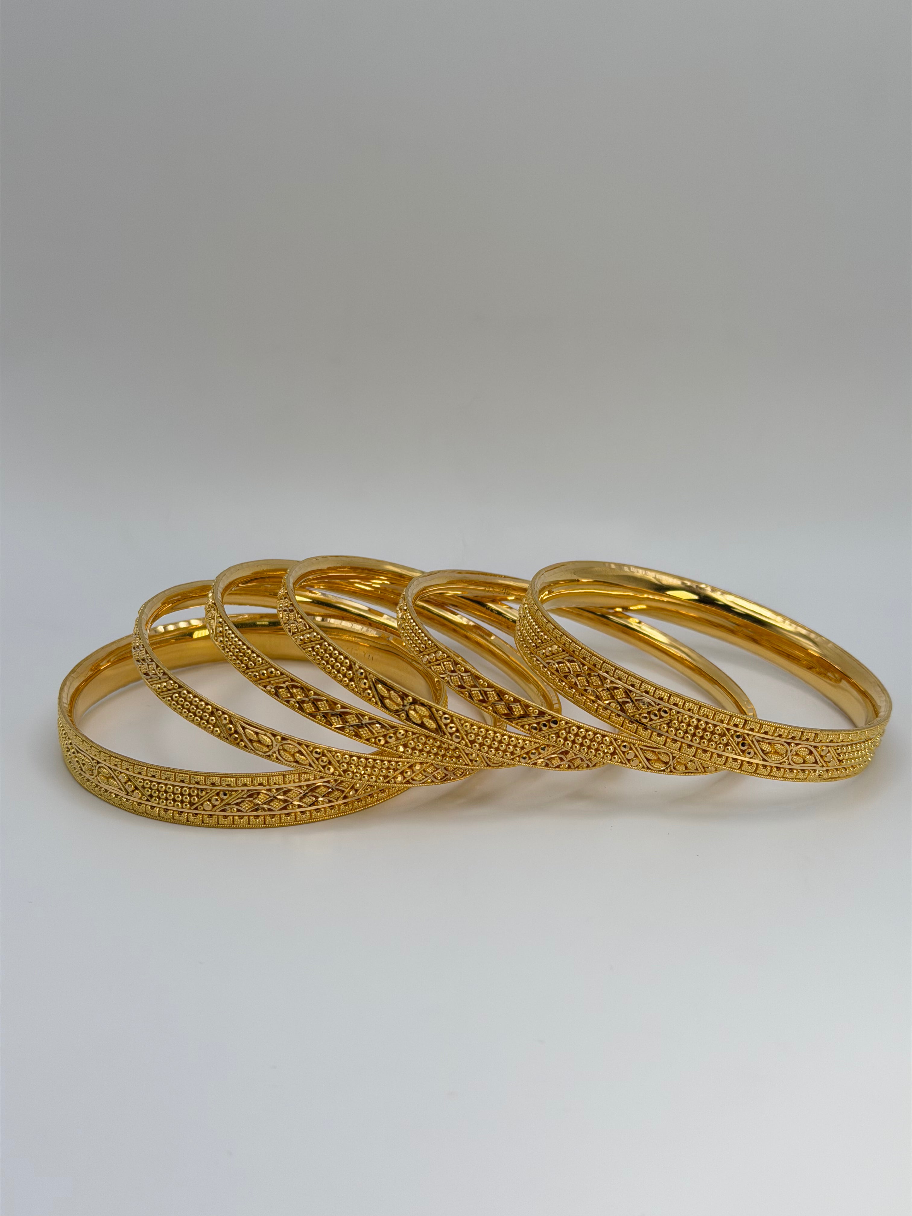 22KT Gold 6-piece Bangle Set (sz 2.6)