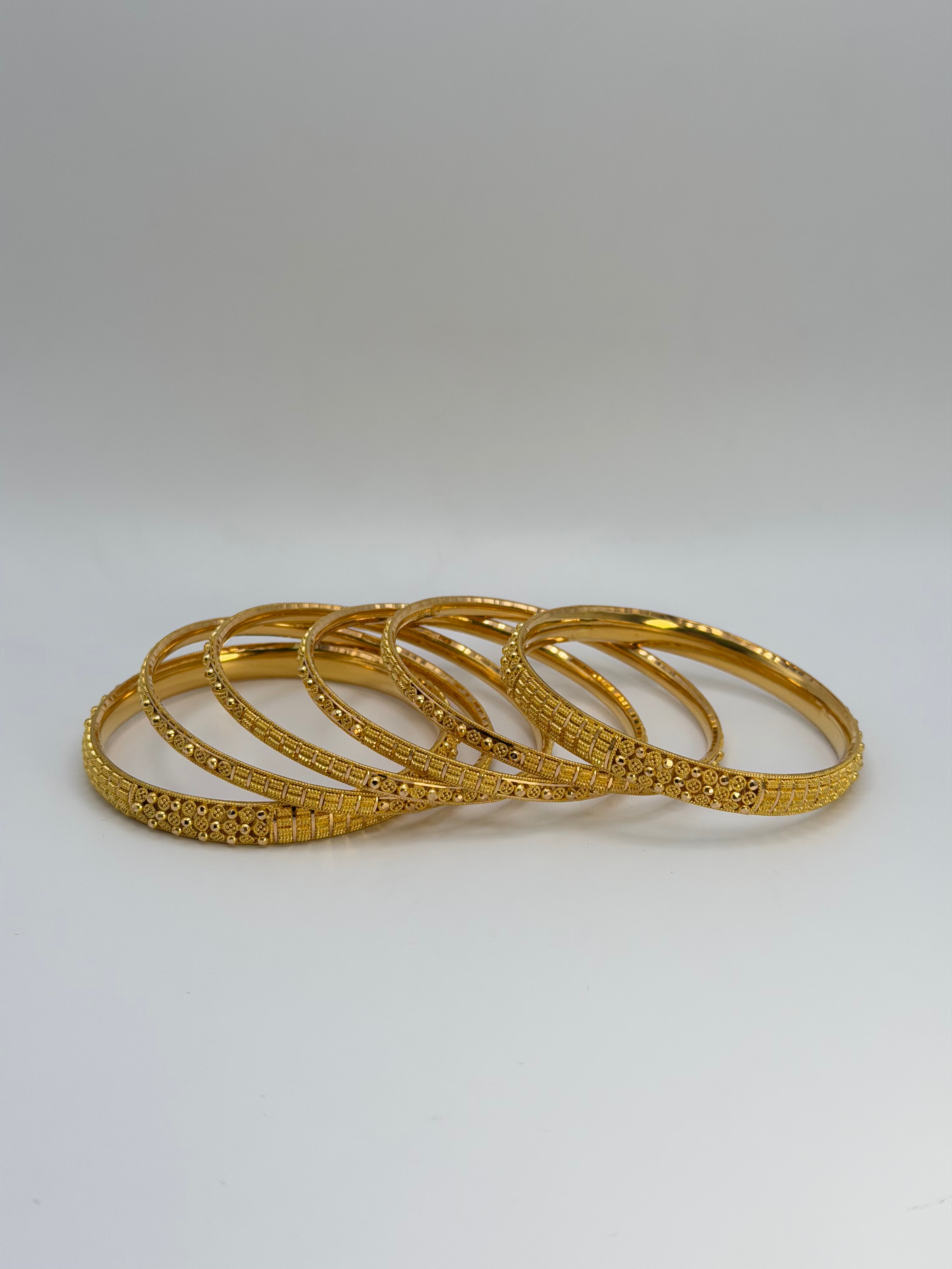 22KT Gold 6-piece Bangle Set (sz 2.4)