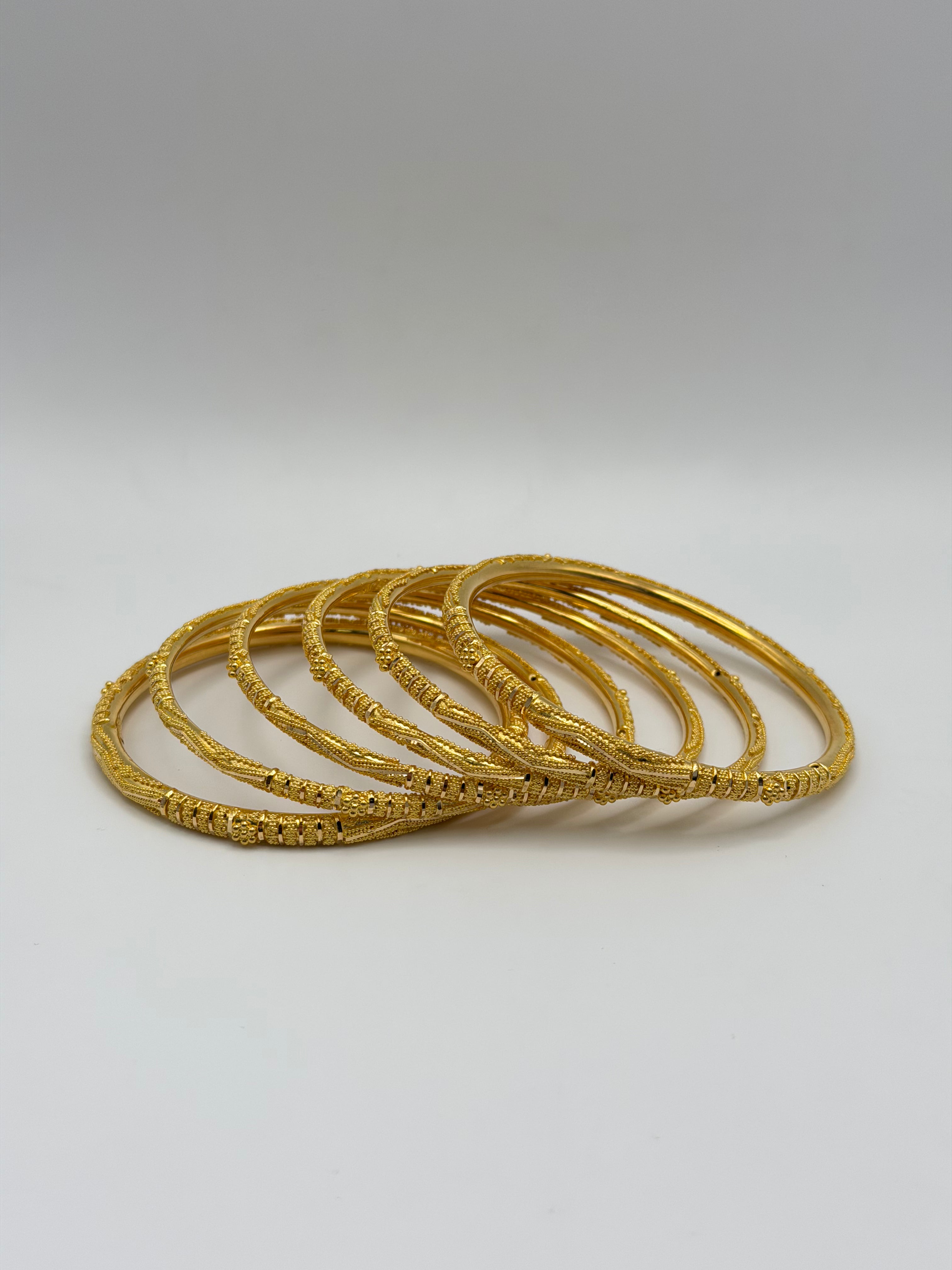 22KT Gold 6-piece Bangle Set (sz 2.3)