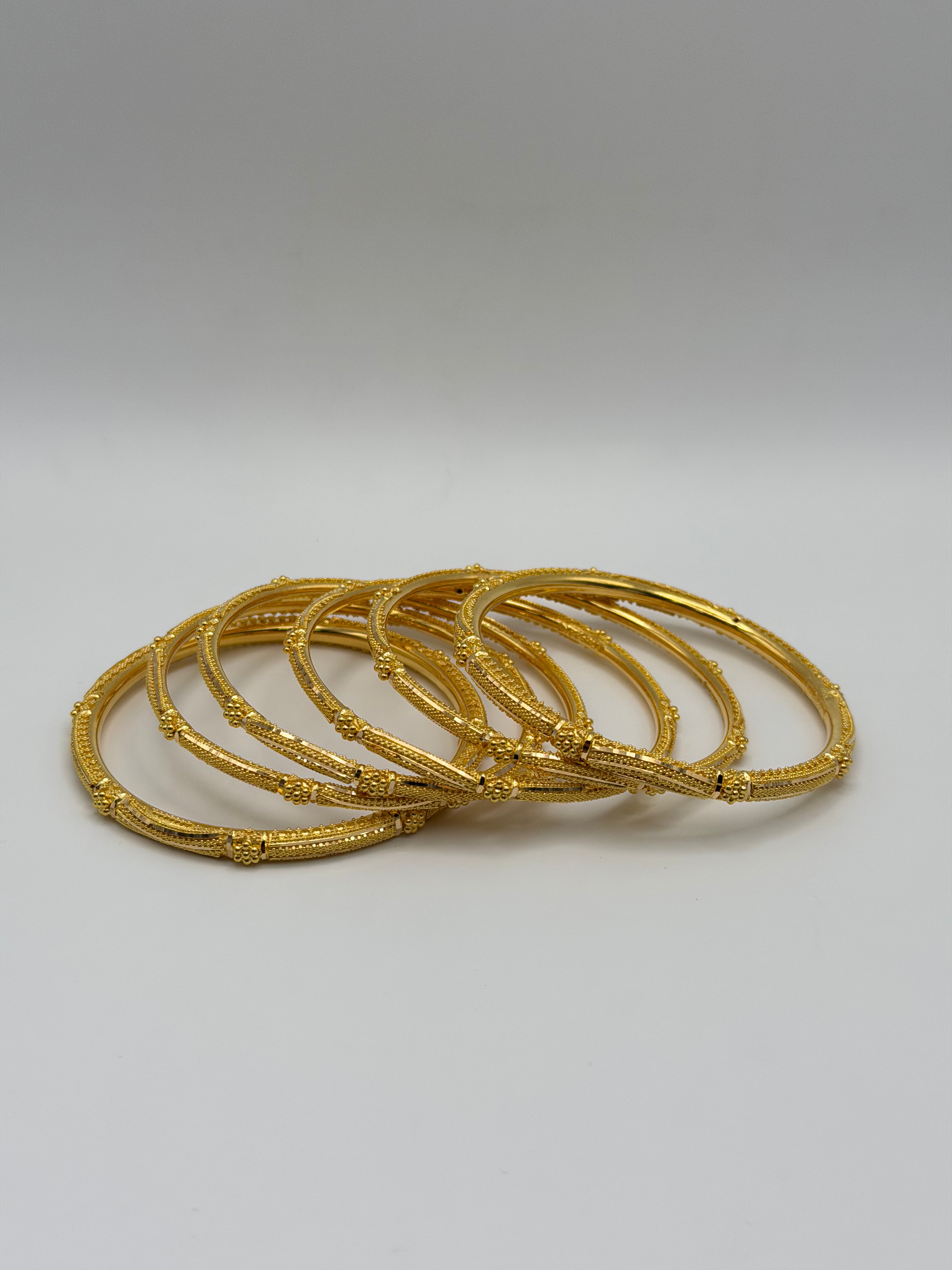 22KT Gold 6-piece Bangle Set (sz 2.2)