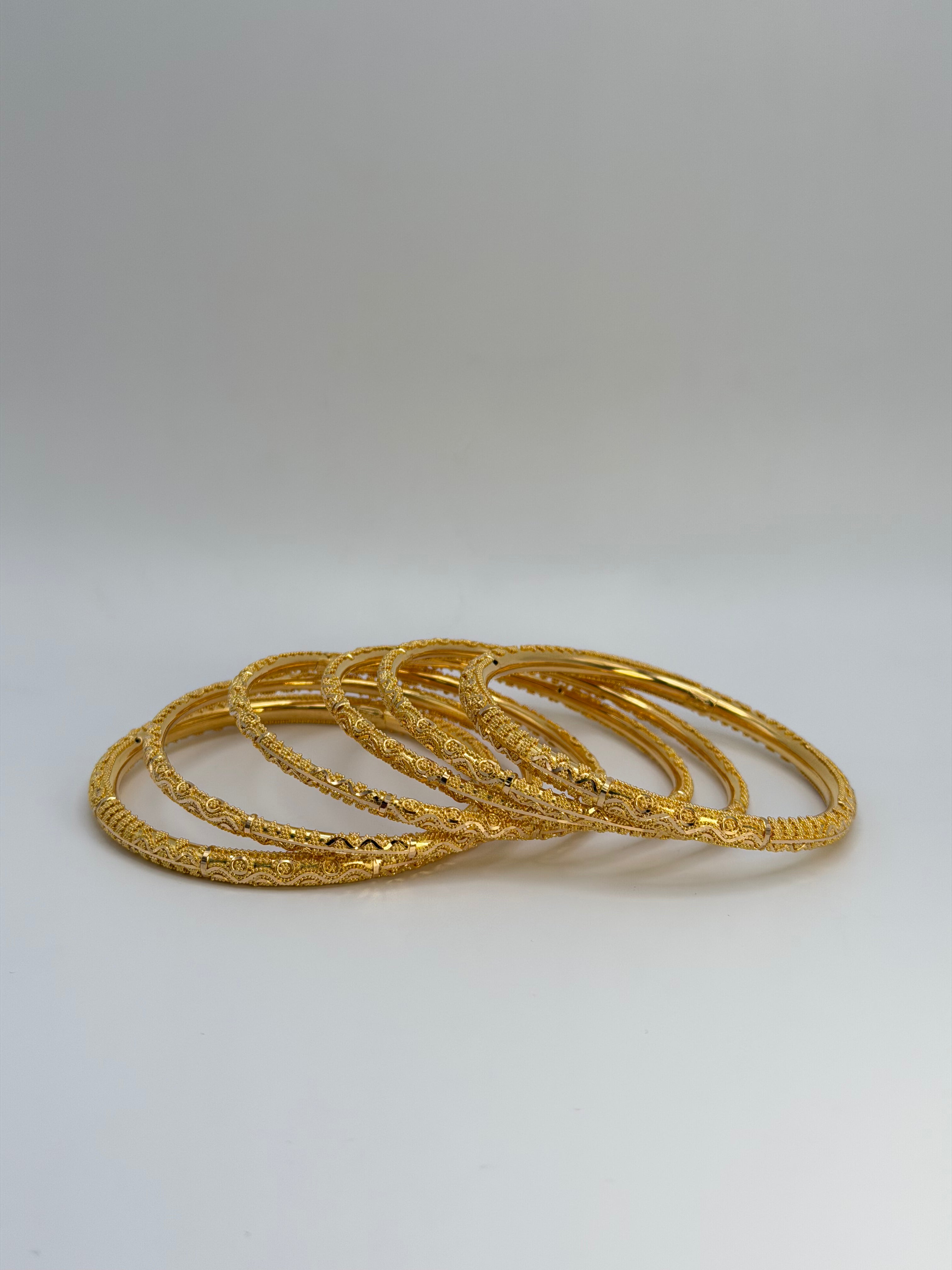 22KT Gold 6-piece Bangle Set (sz 2.4)