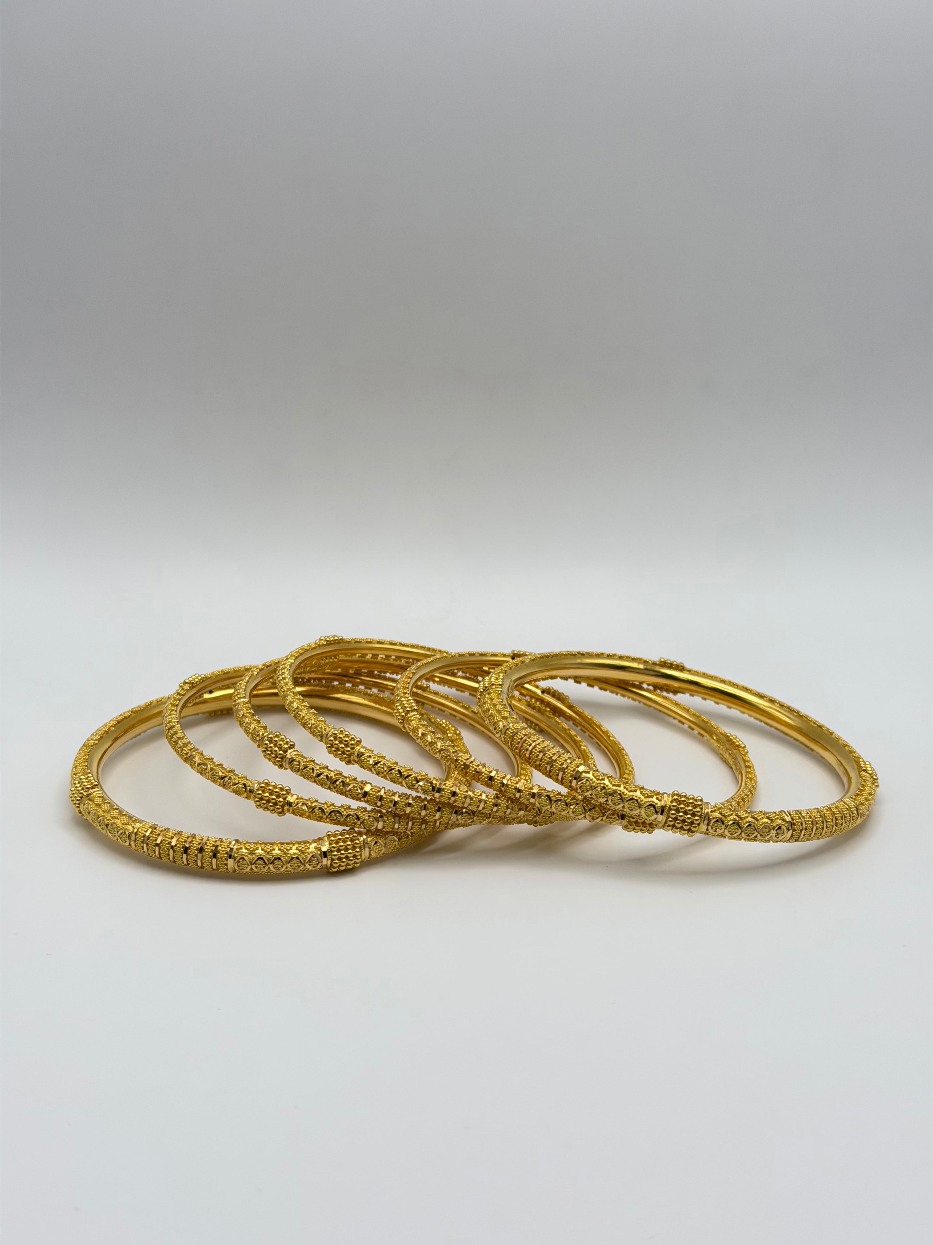 22KT Gold 6-piece Bangle Set (sz 2.6)