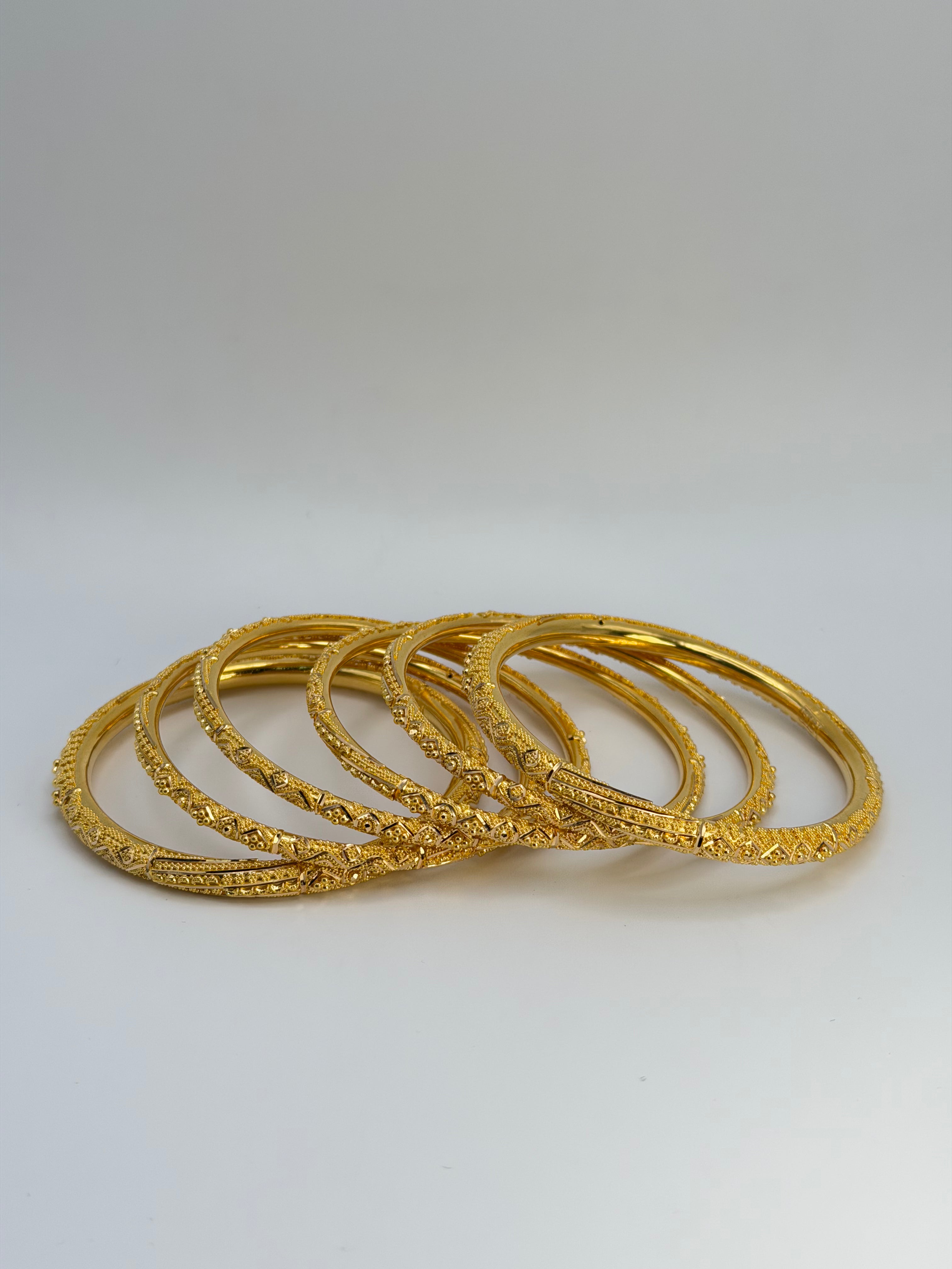 22KT Gold 6-piece Bangle Set (sz 2.4)