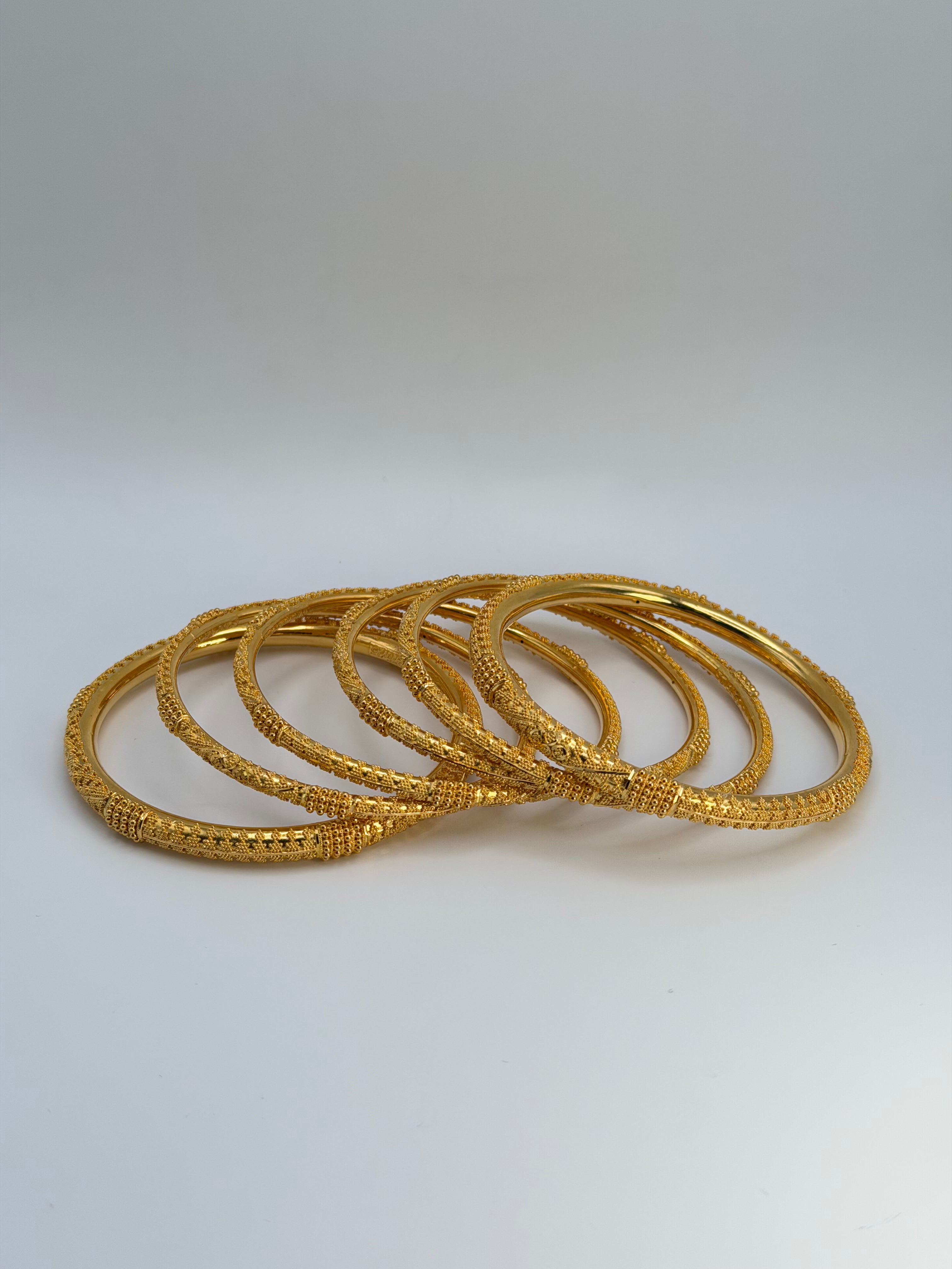 22KT Gold 6-piece Bangle Set (sz 2.7)
