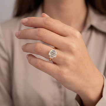 14KT Yellow Gold Emerald Cut Diamond Solitaire Ring