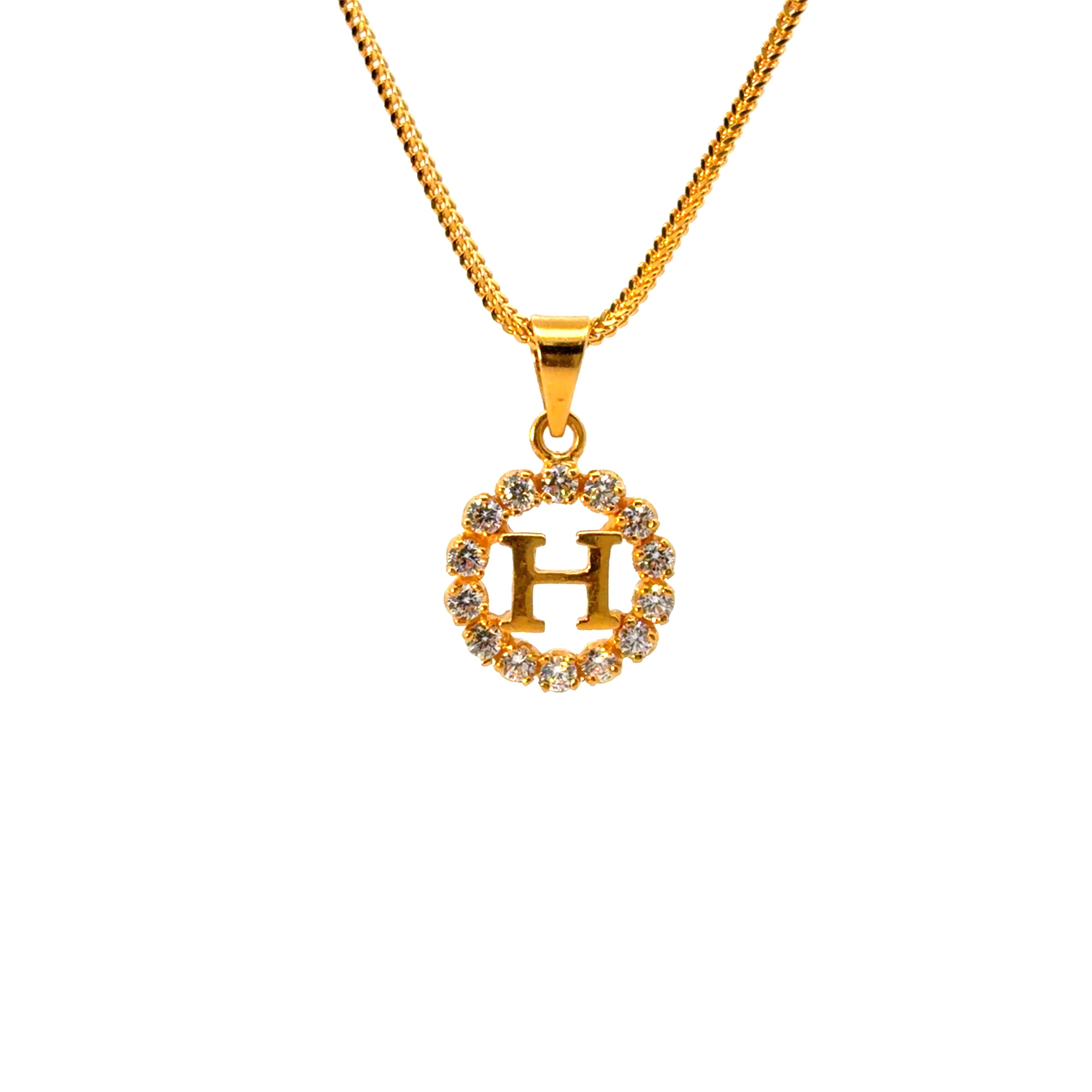 22KT Gold Pendant with Cubic Zirconia (other letters available)