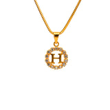 22KT Gold Pendant with Cubic Zirconia (other letters available)