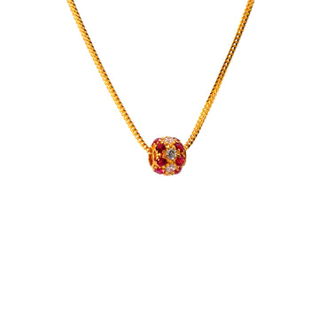 22KT Gold Pendant with Cubic Zirconia and Ruby Stones