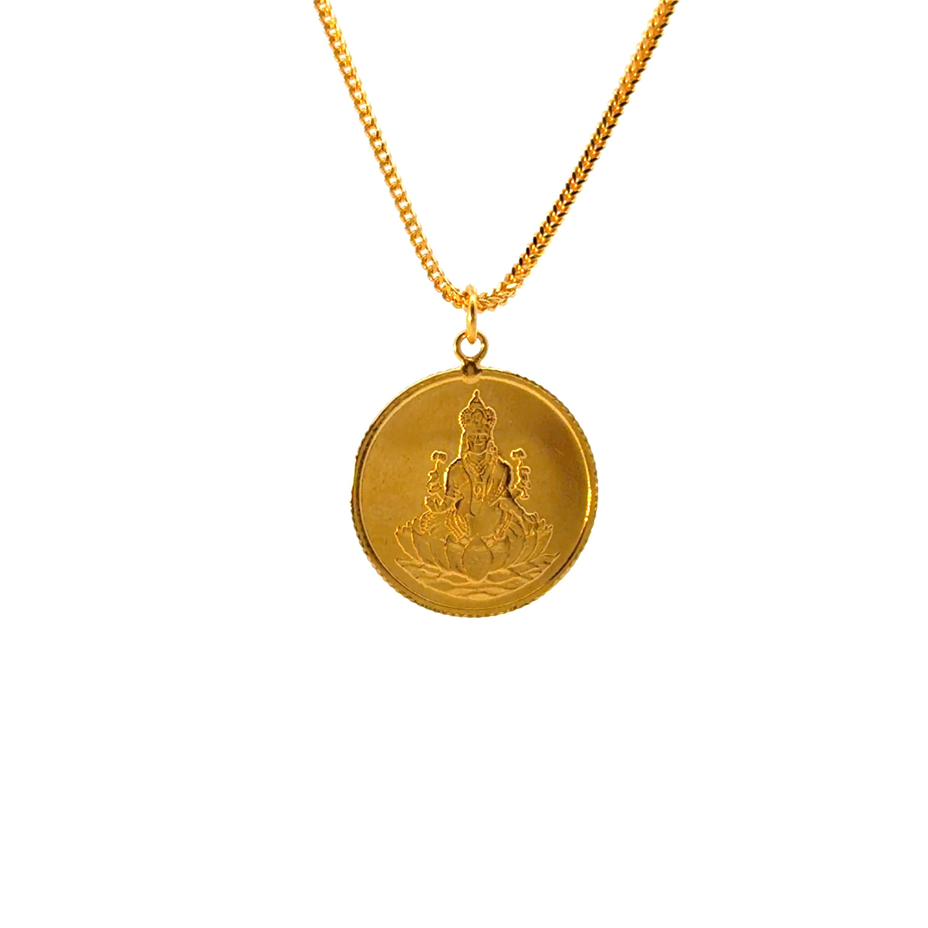 22KT Gold "Lakshmi Mata" Pendant (double sided)(small size)