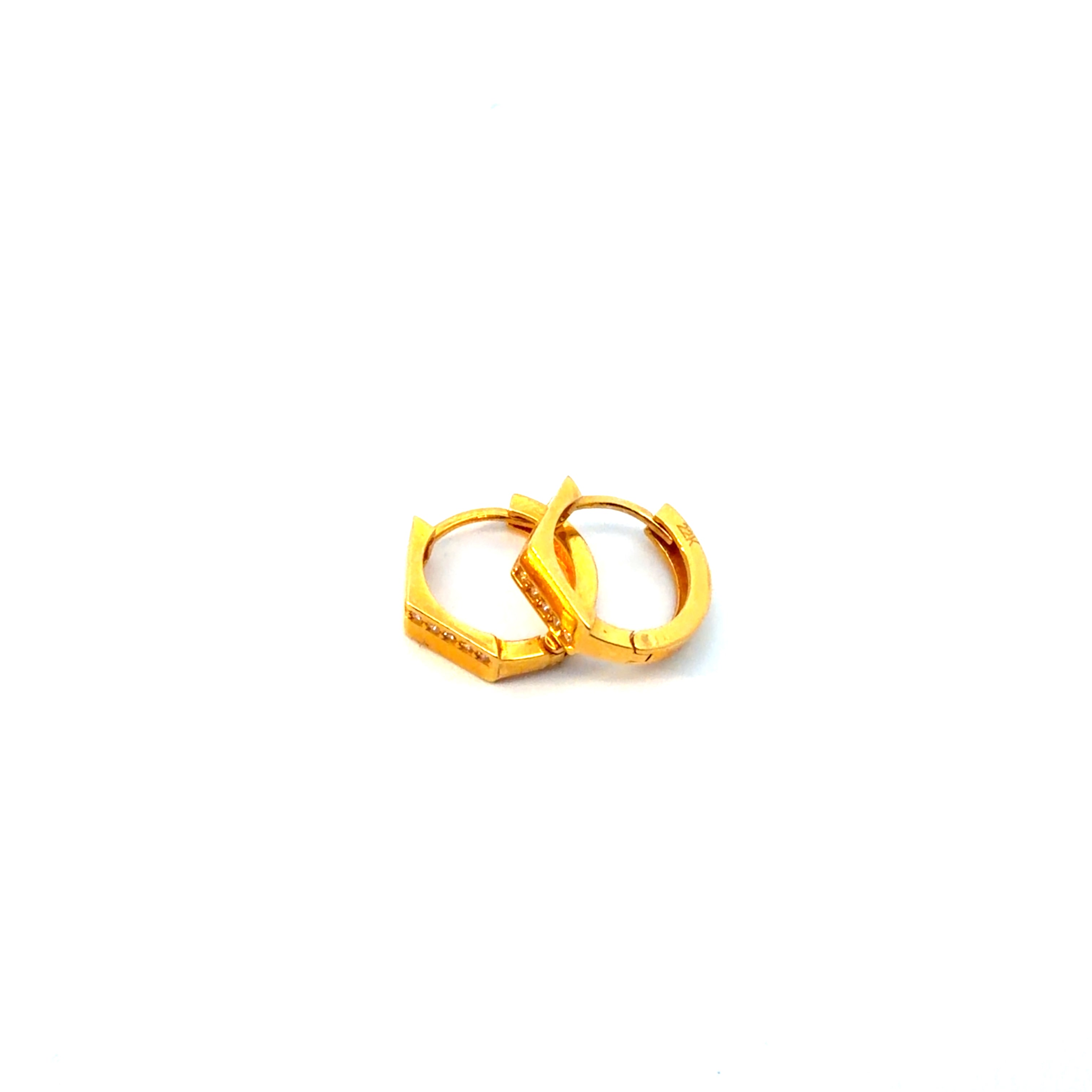 22KT Gold Hoops with Cubic Zirconia