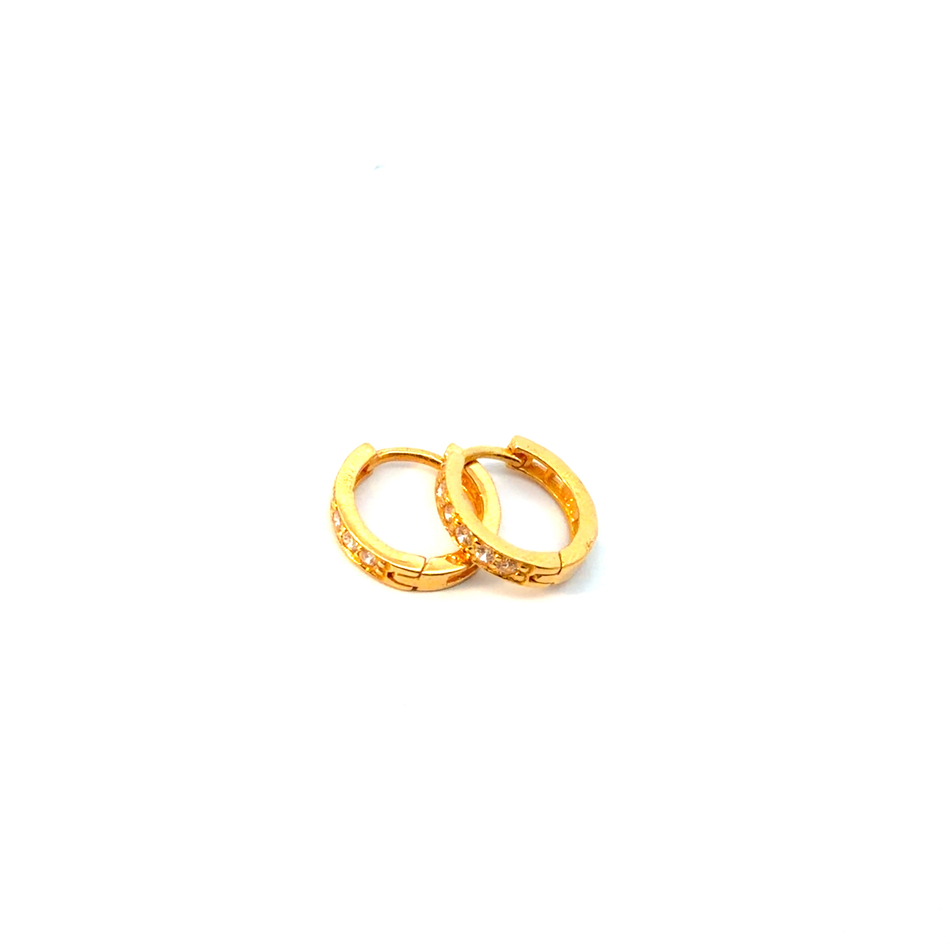 22KT Gold Hoops with Cubic Zirconia (medium size)