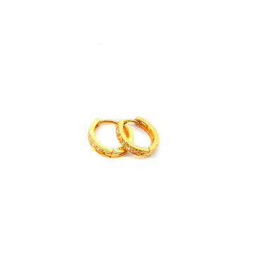 22KT Gold Hoops with Cubic Zirconia (medium size)