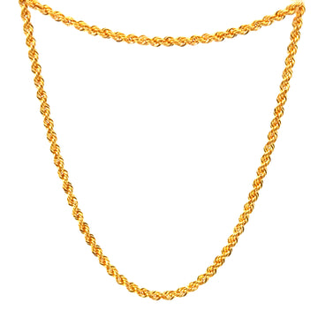 22KT Gold Rope Chain (16-24 inch)