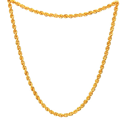 22KT Gold Rope Chain (16-24 inch)