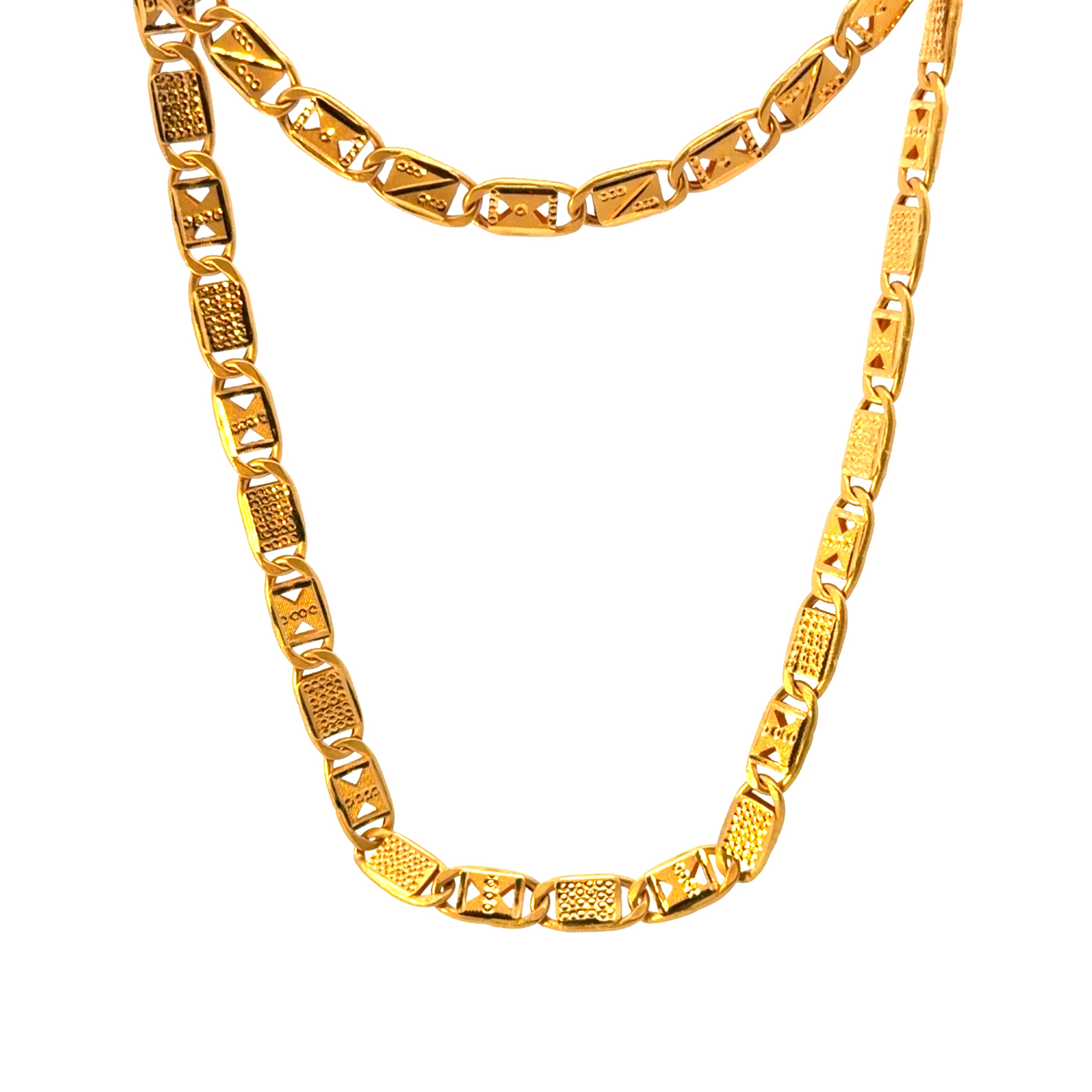 22KT Gold Bar Link Chain (20 & 22 inch)
