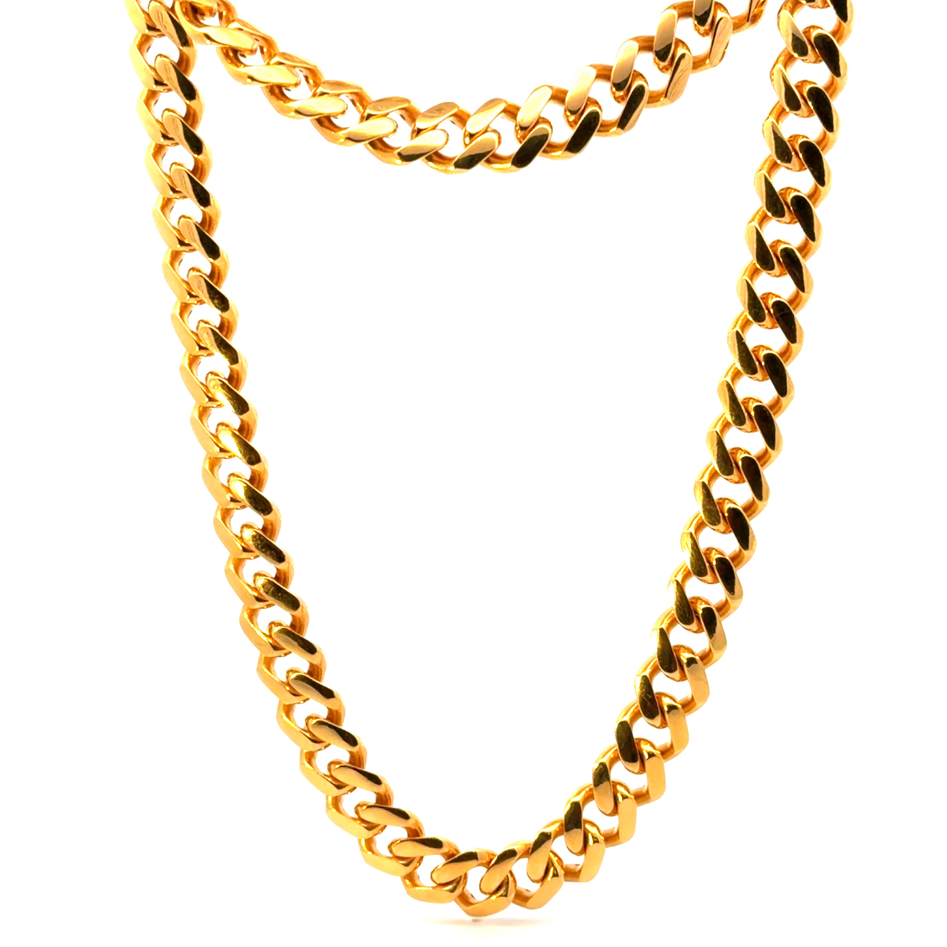 22KT Gold Cuban Link Chain (22 inch)(10mm)