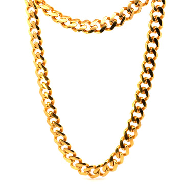 22KT Gold Cuban Link Chain (22 inch)(10mm)