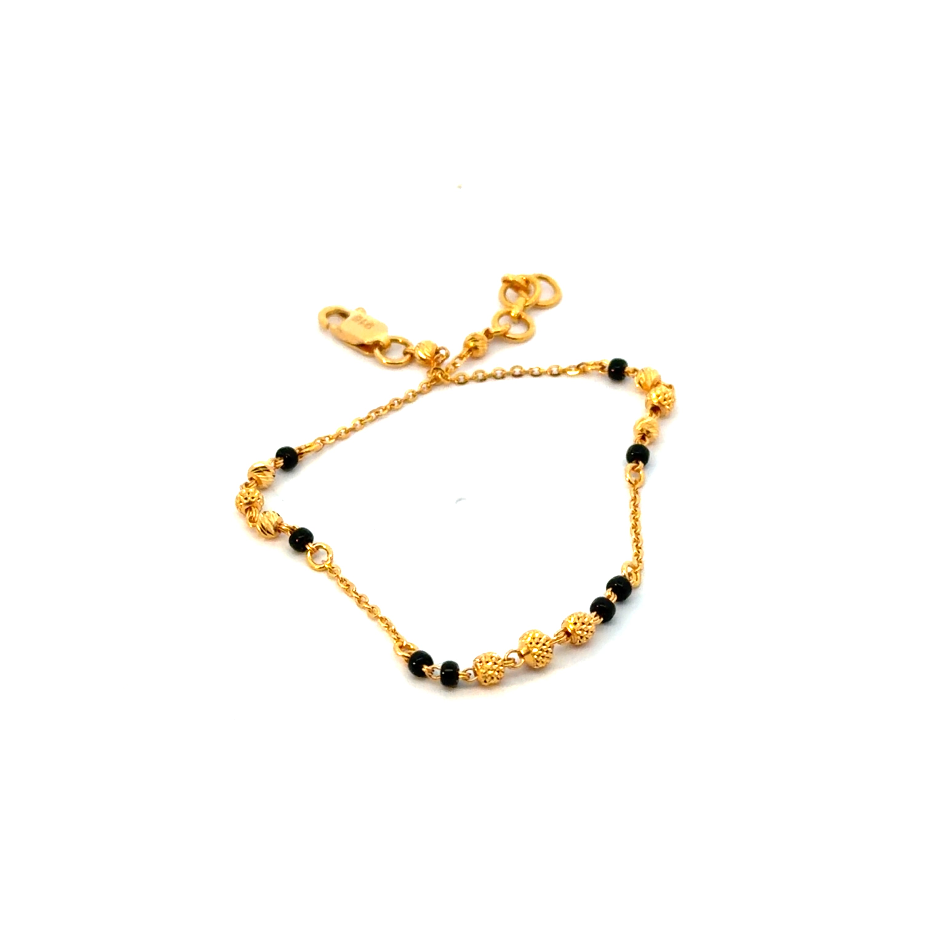 22KT Gold Bracelet with Black Beads