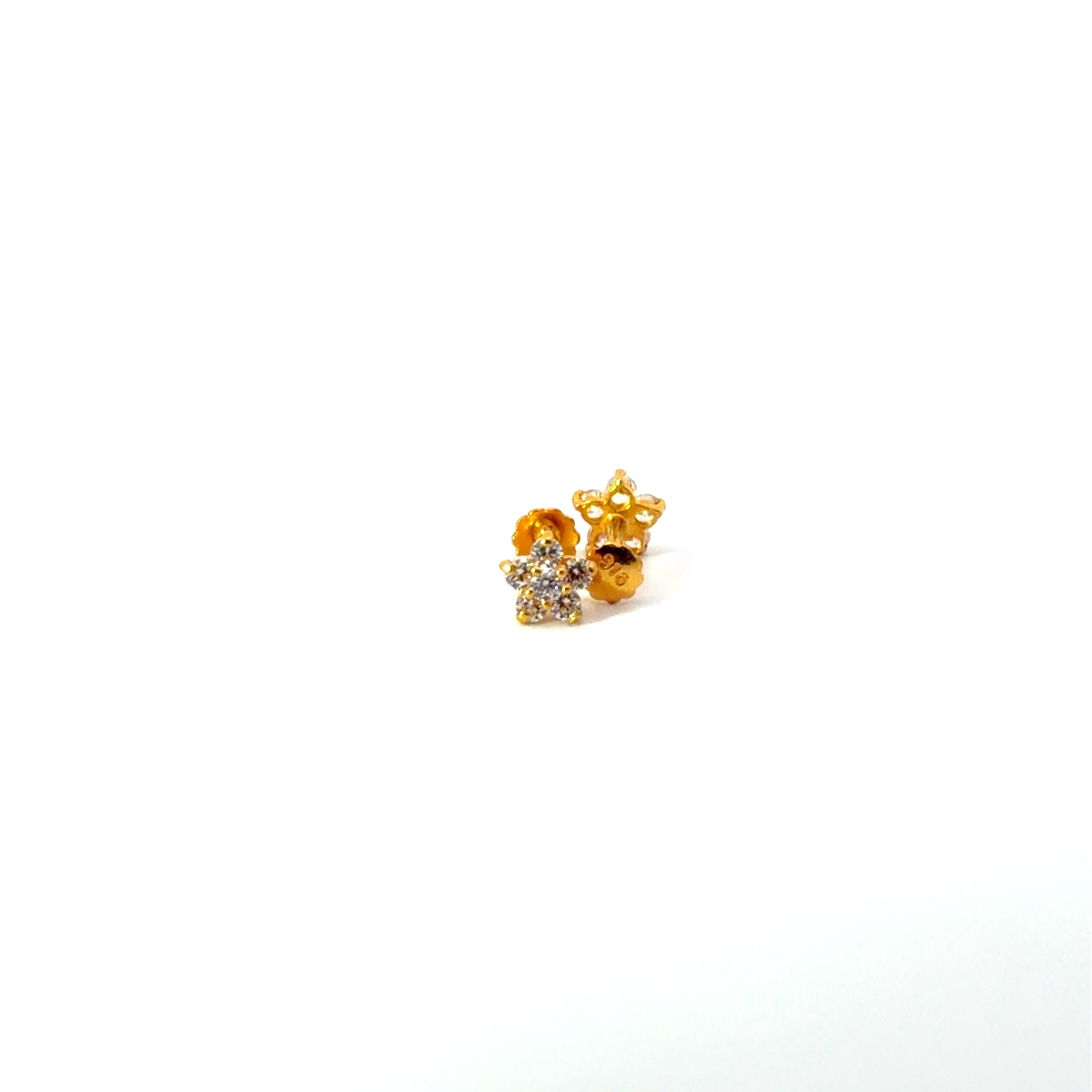 22KT Gold Studs with Cubic Zirconia