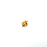 22KT Gold Studs with Cubic Zirconia and Red Ruby
