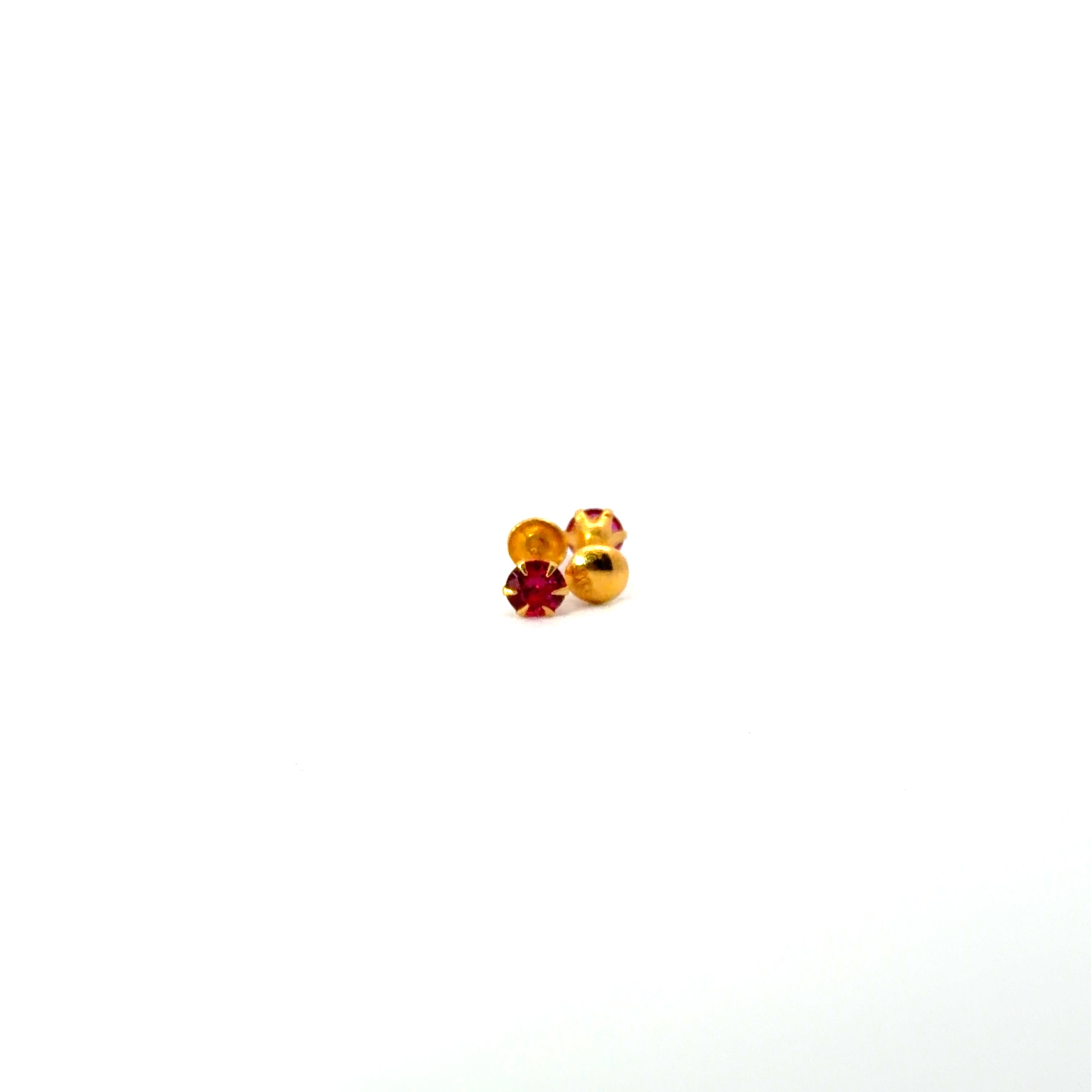22KT Gold Studs with Red Ruby