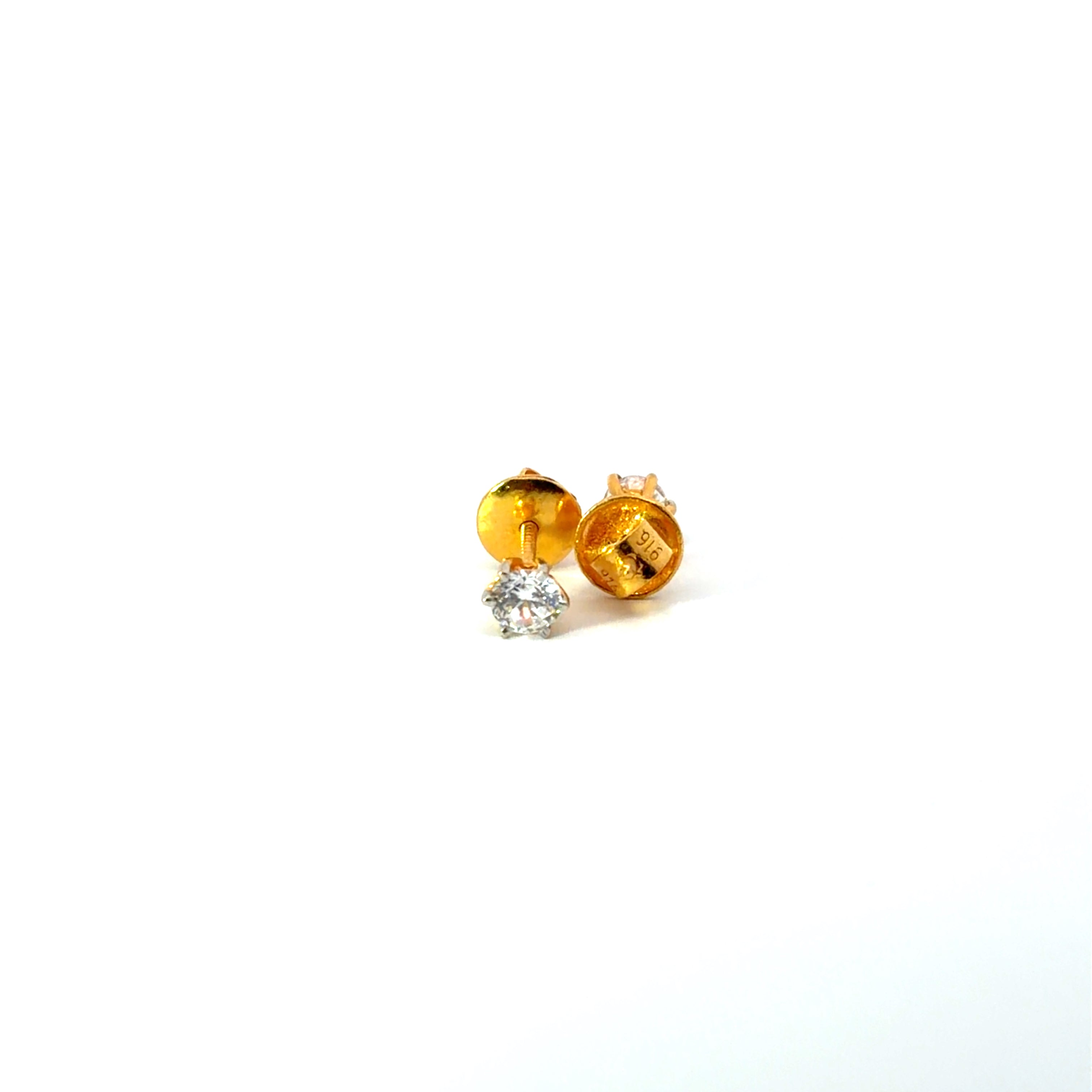 22KT Gold Studs with Cubic Zirconia