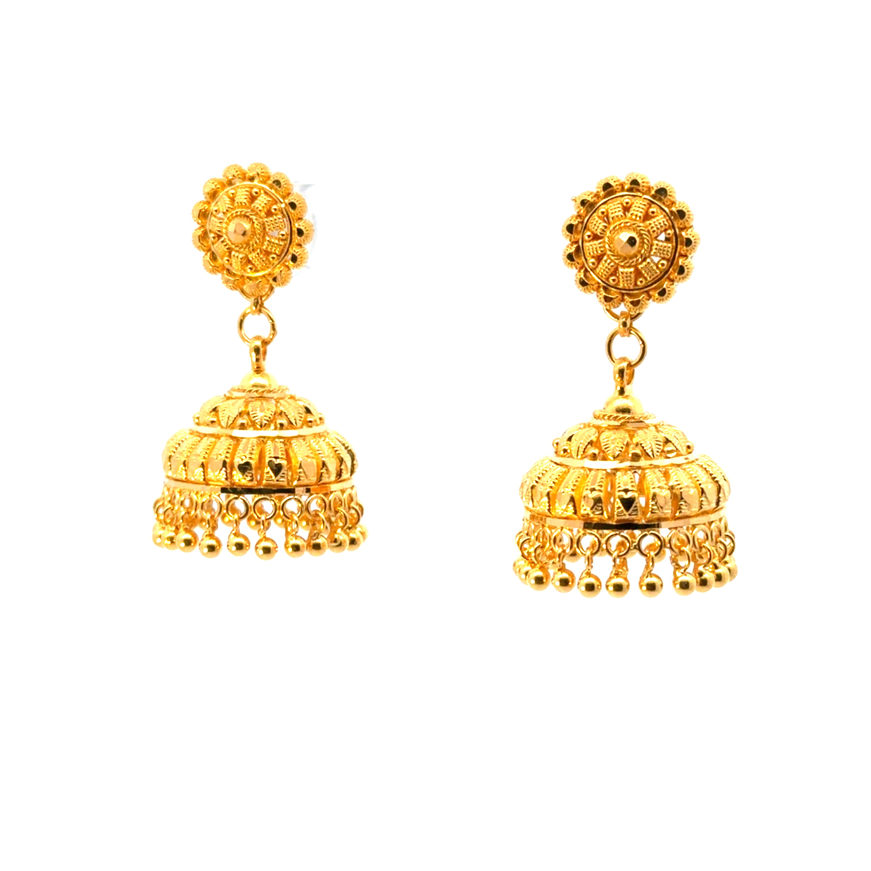 22KT Gold Jhumkis (medium size)(removable studs)