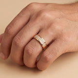 14KT Yellow Gold Double Diamond Row Band