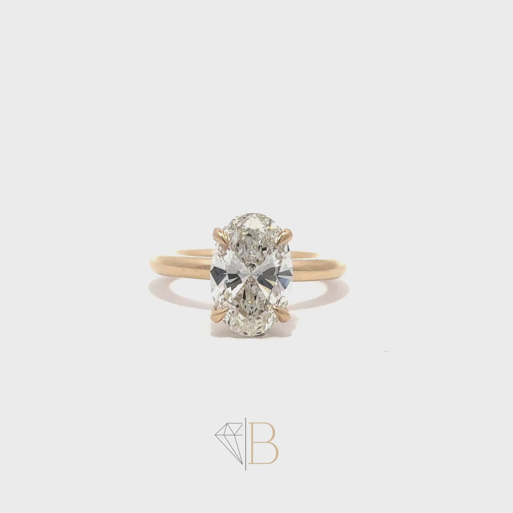 14KT Yellow Gold Oval Diamond Solitaire Ring