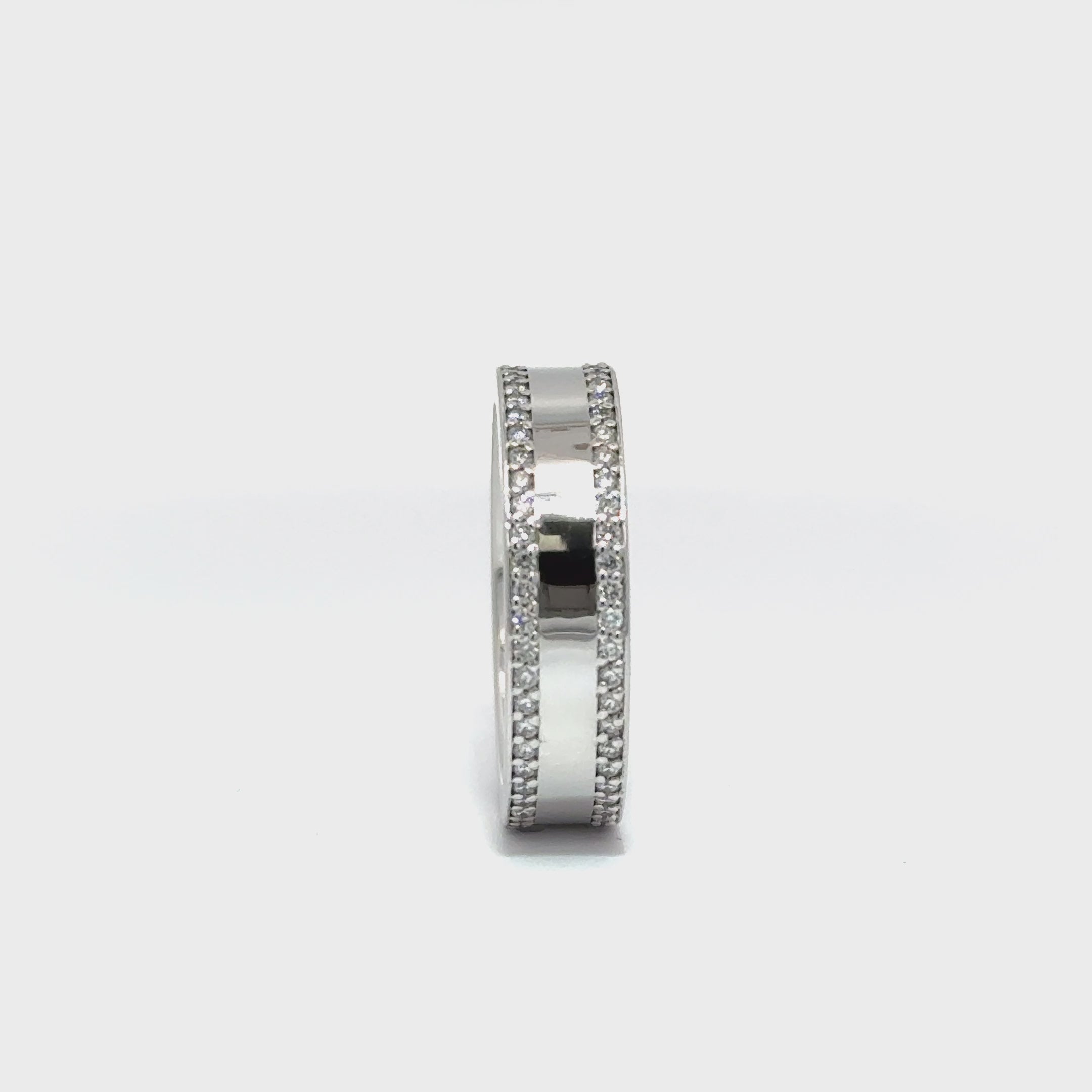 14KT White Gold Mens Diamond Band