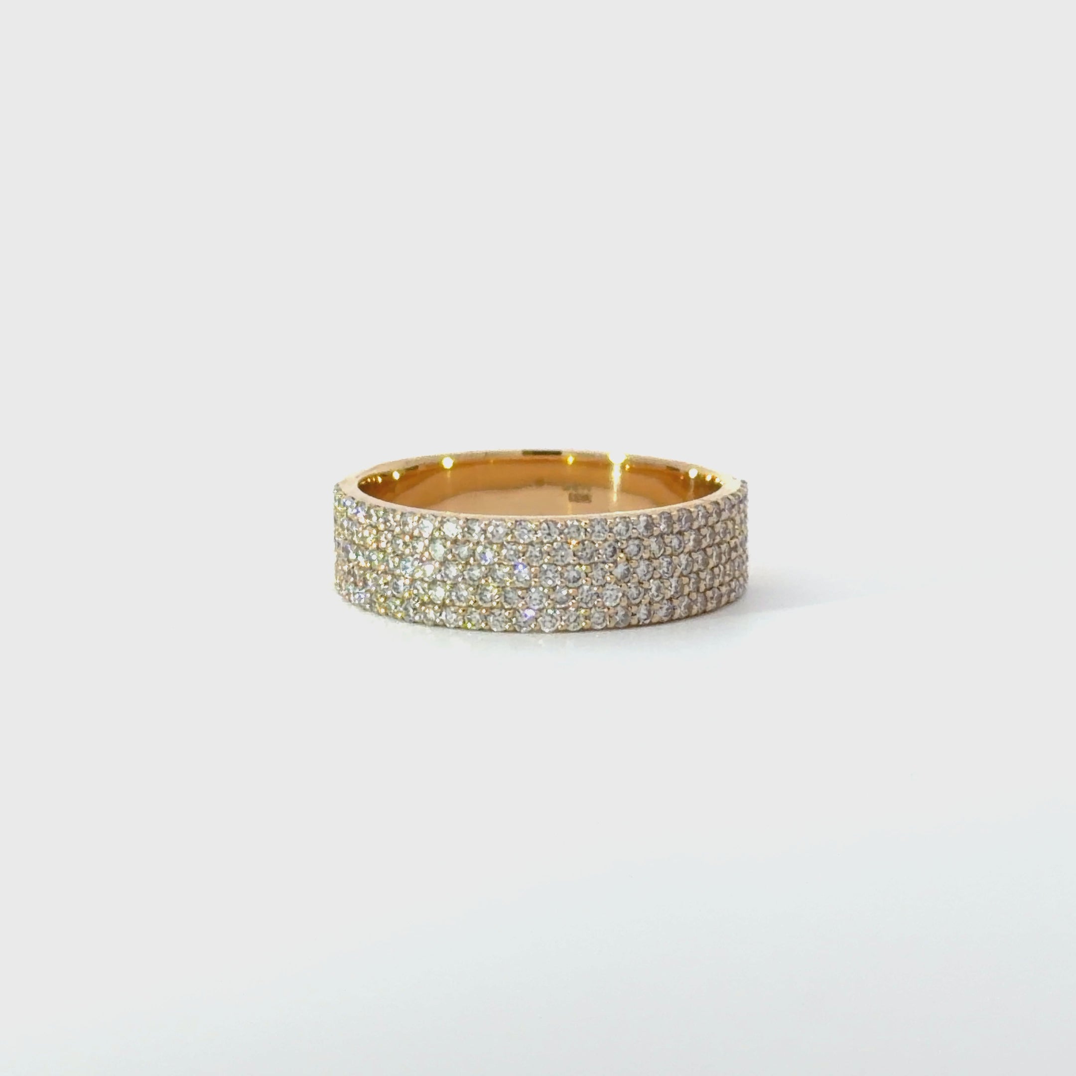 14KT Yellow Gold Five-Row Round Brilliant Diamond Band