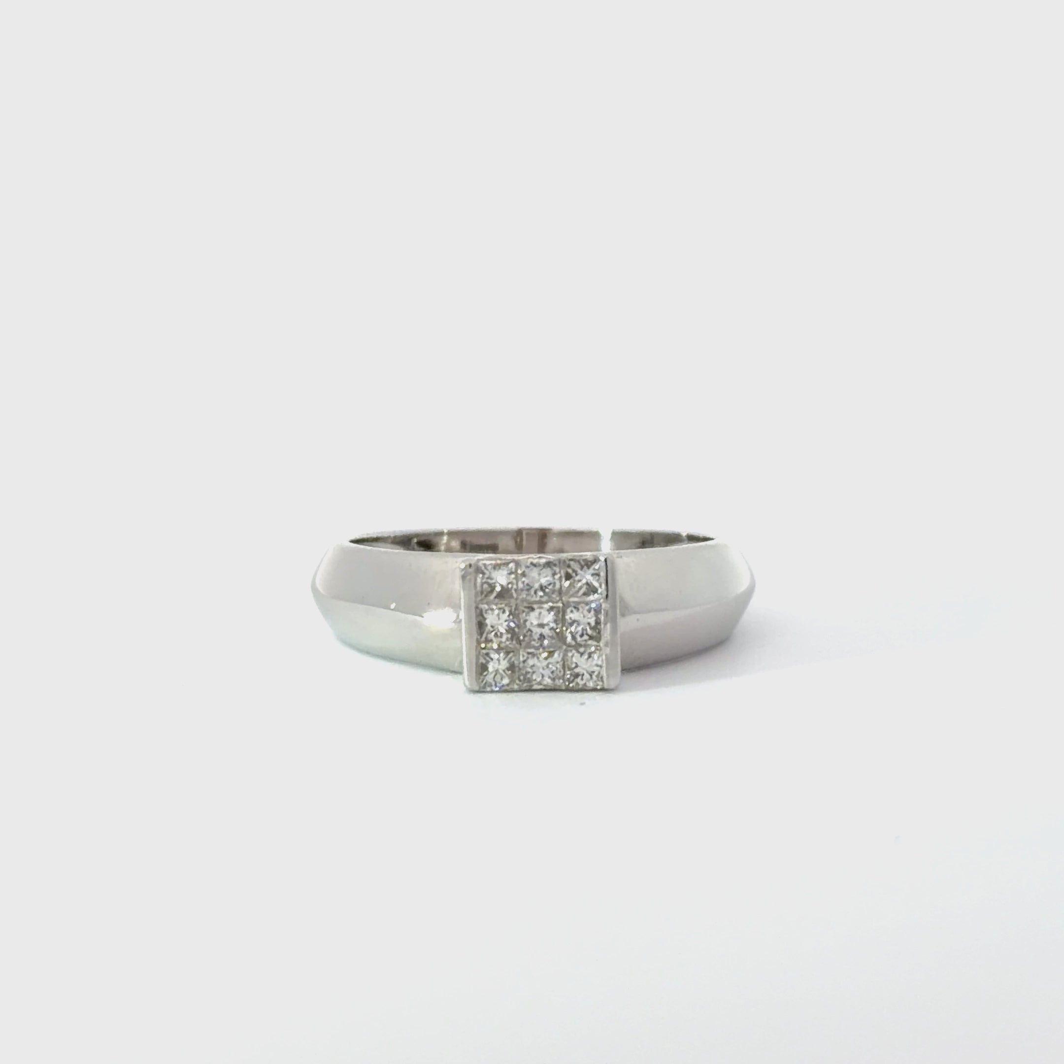 14KT White Gold Mens Square Cluster Diamond Band