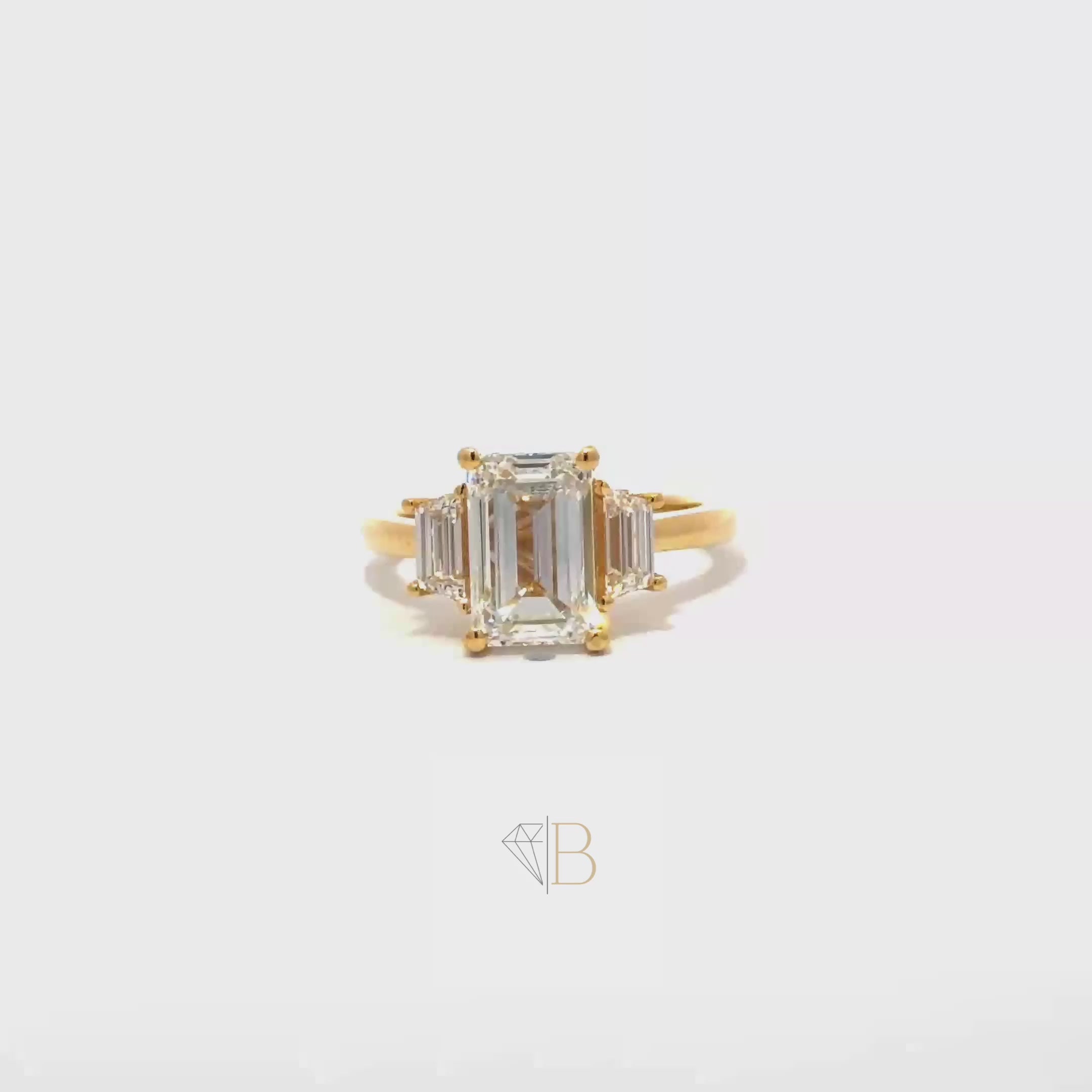 14KT Yellow Gold Emerald Cut Diamond Solitaire Ring