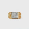 14KT Yellow Gold Mens Diamond Square Signet Ring