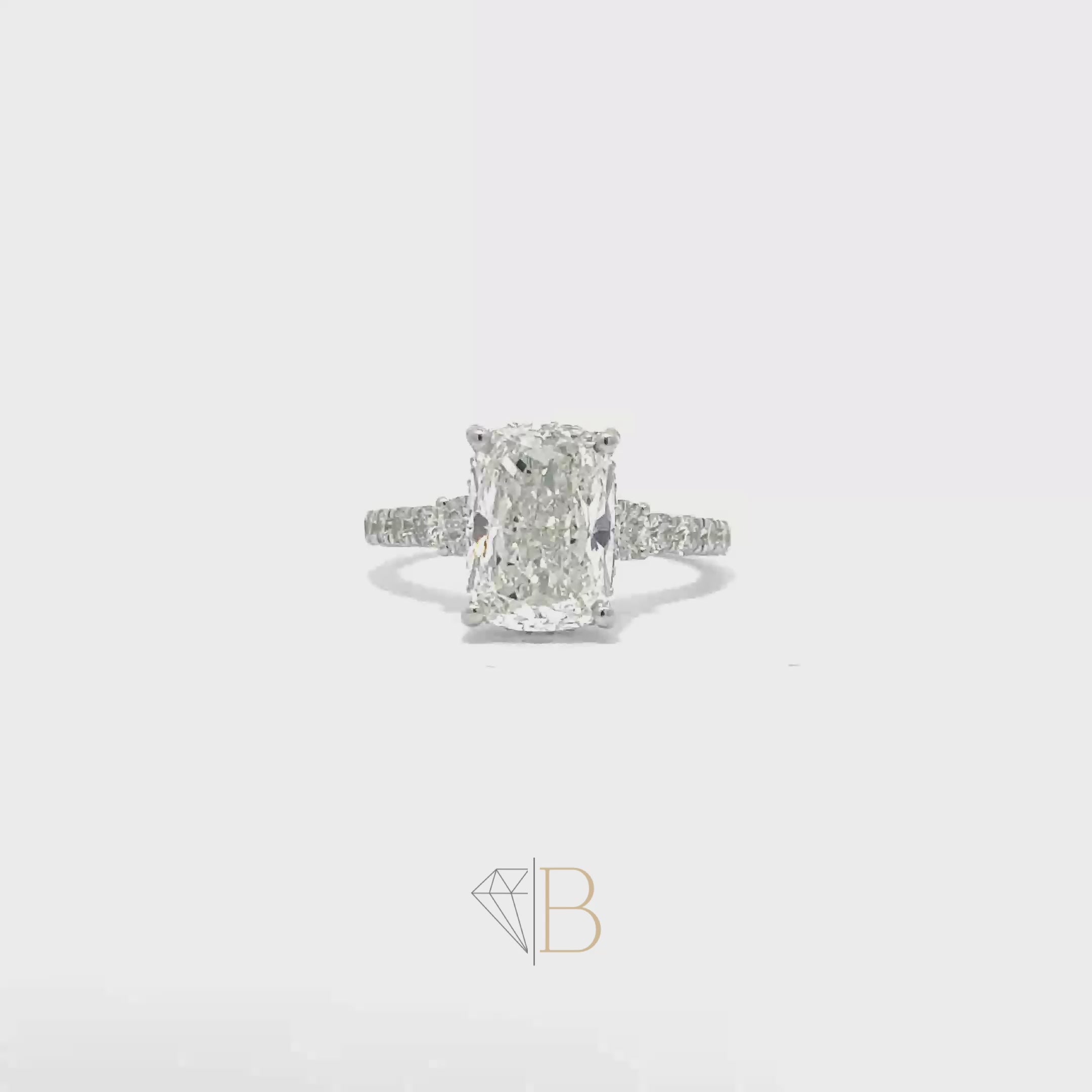 14KT White Gold Cushion-Cut Diamond Ring