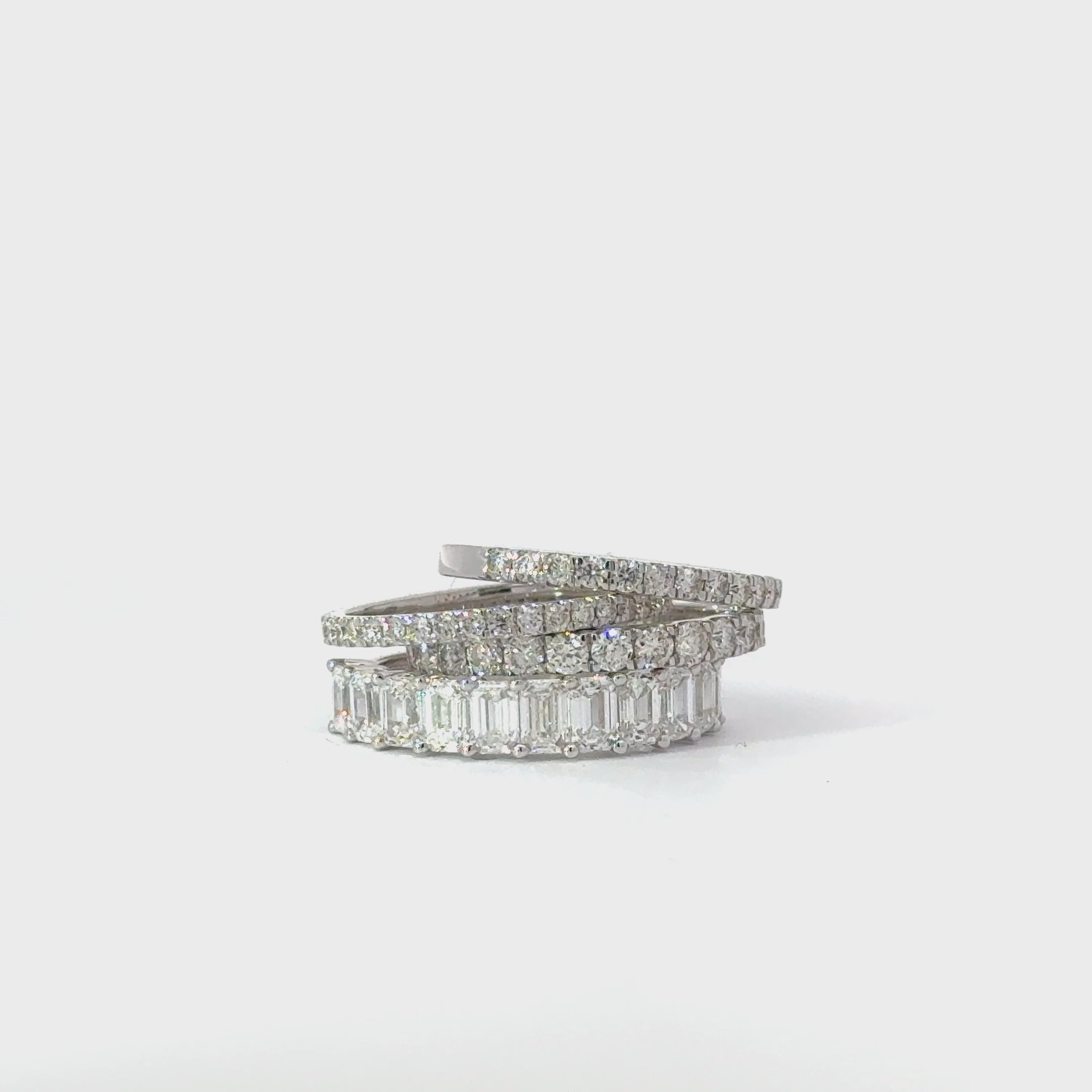 14KT White Gold Elegant Diamond Stacked Rings